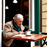 **Image Prompt:** A cozy Argentinian cafe scene. An older gentleman (similar to Bob in the article) is happily birdwatching through a window while sipping coffee. In the background, a Spanish language learning book is open on a table.